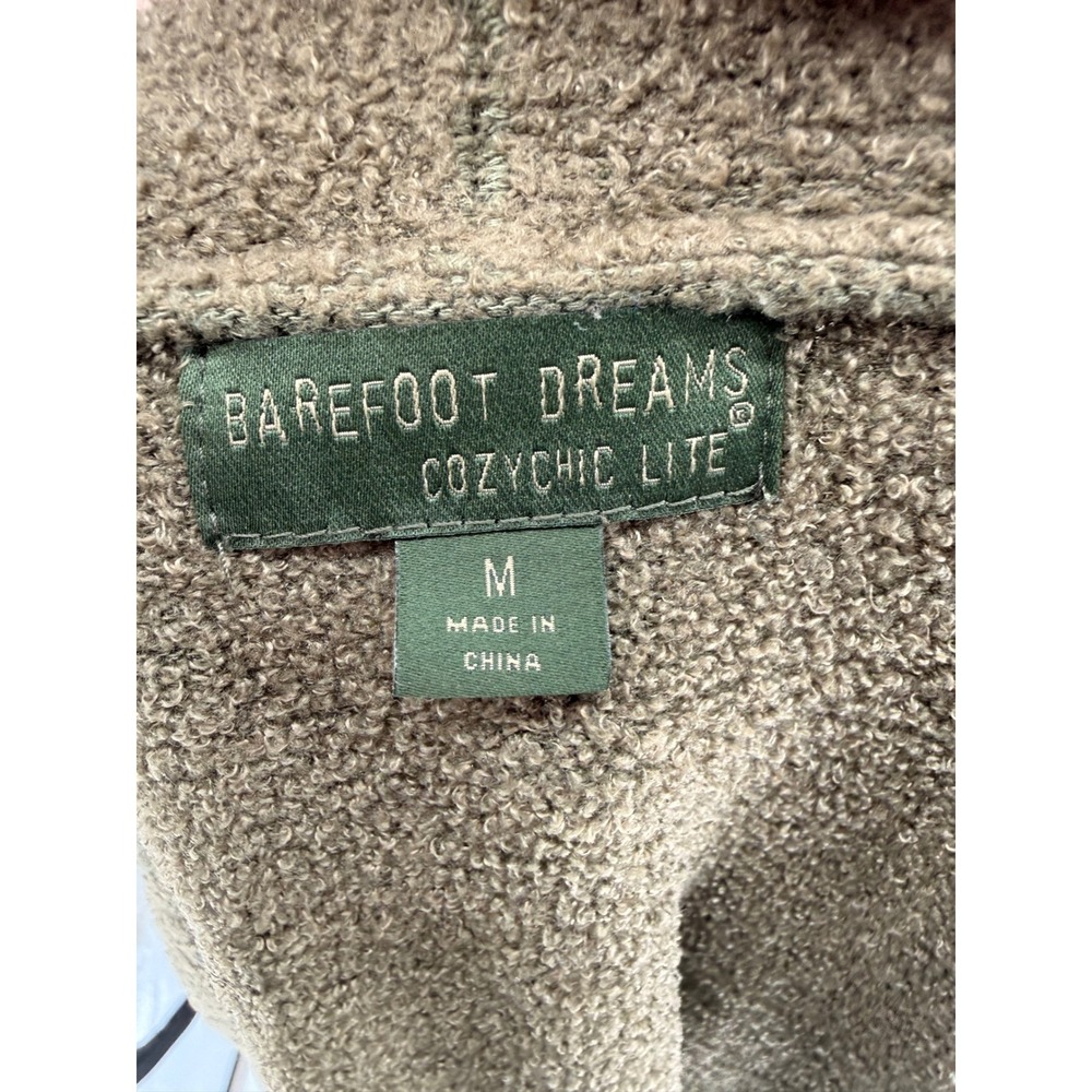 Barefoot Dreams CozyChic Lite Cardigan Olive Green‎ Open Front Pockets M - Picture 8 of 8